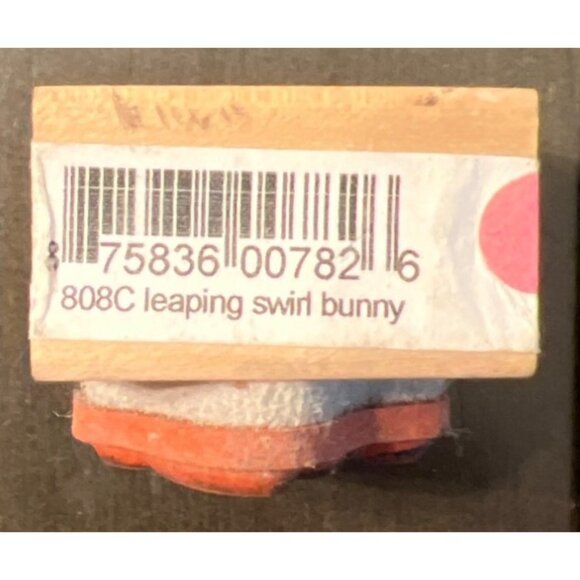 Savvy Stamps 808C Leaping Swirl Bunny Wood Mounted Rubber Stamp easter - Picture 4 of 5